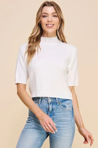 AE Soft Ribbed Mock Neck Top