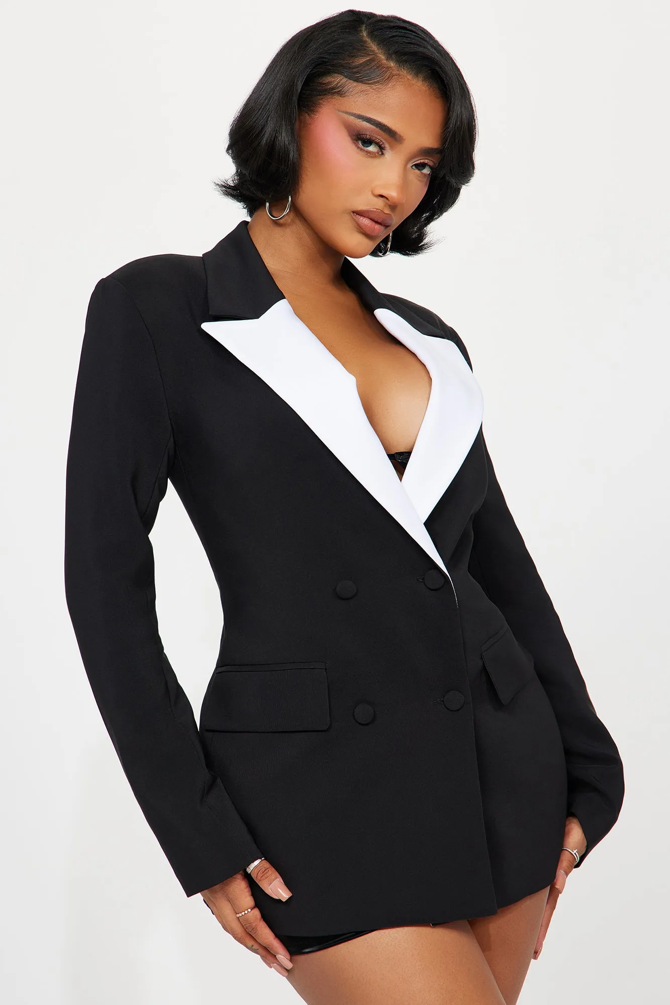 Always Watching Oversized Blazer - Black/White