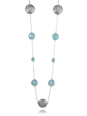 Arabesque Filigree & Stone Necklace (Aqua Chalcedony)