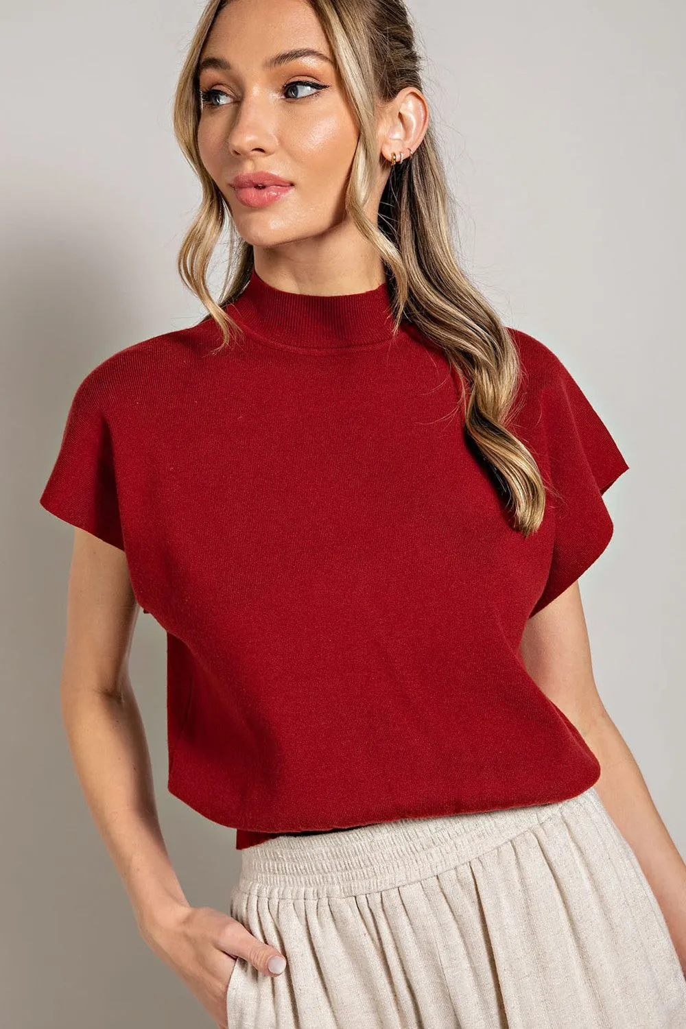 Baby Girl Mock Top - Merlot