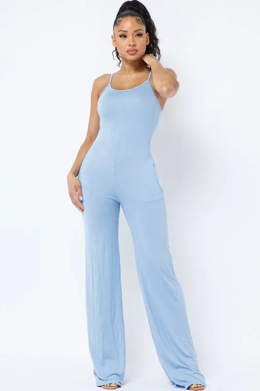 BILLIE SPAGHETTI STRAP SOLID OVER SIZED LEG JUMPSUIT*