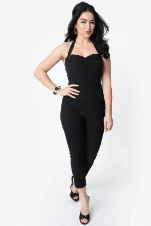 Black Halter Marcel Cropped Jumpsuit