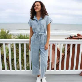 Blue Front Button Jumpsuit