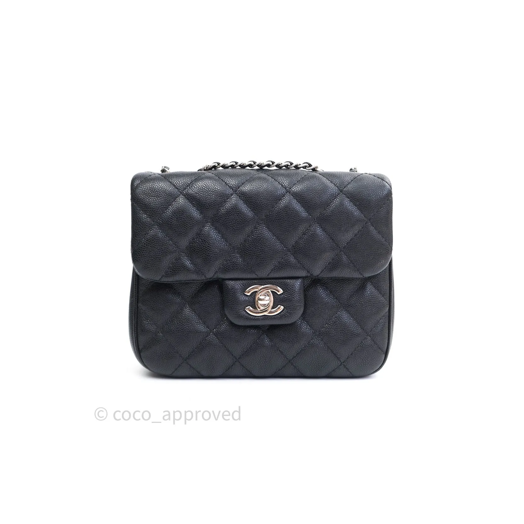 Chane Quilted Small Urban Companion Flap Black Caviar Silver Hardware