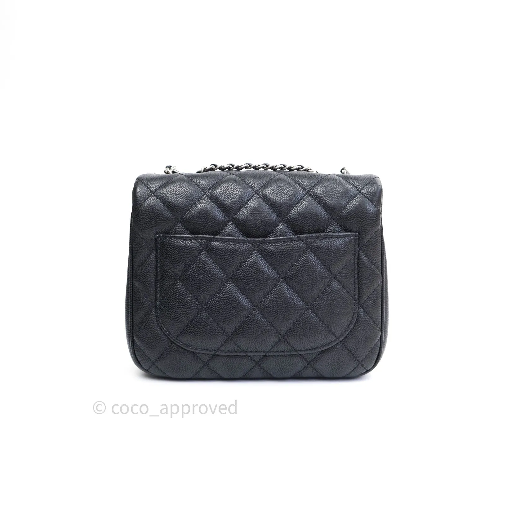 Chane Quilted Small Urban Companion Flap Black Caviar Silver Hardware