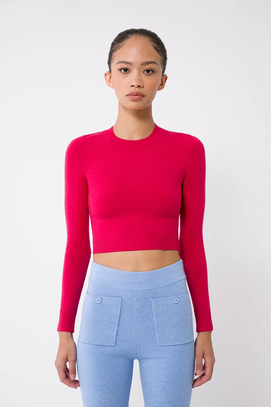 Crimson EcoMerino Long Sleeve Crop Crew