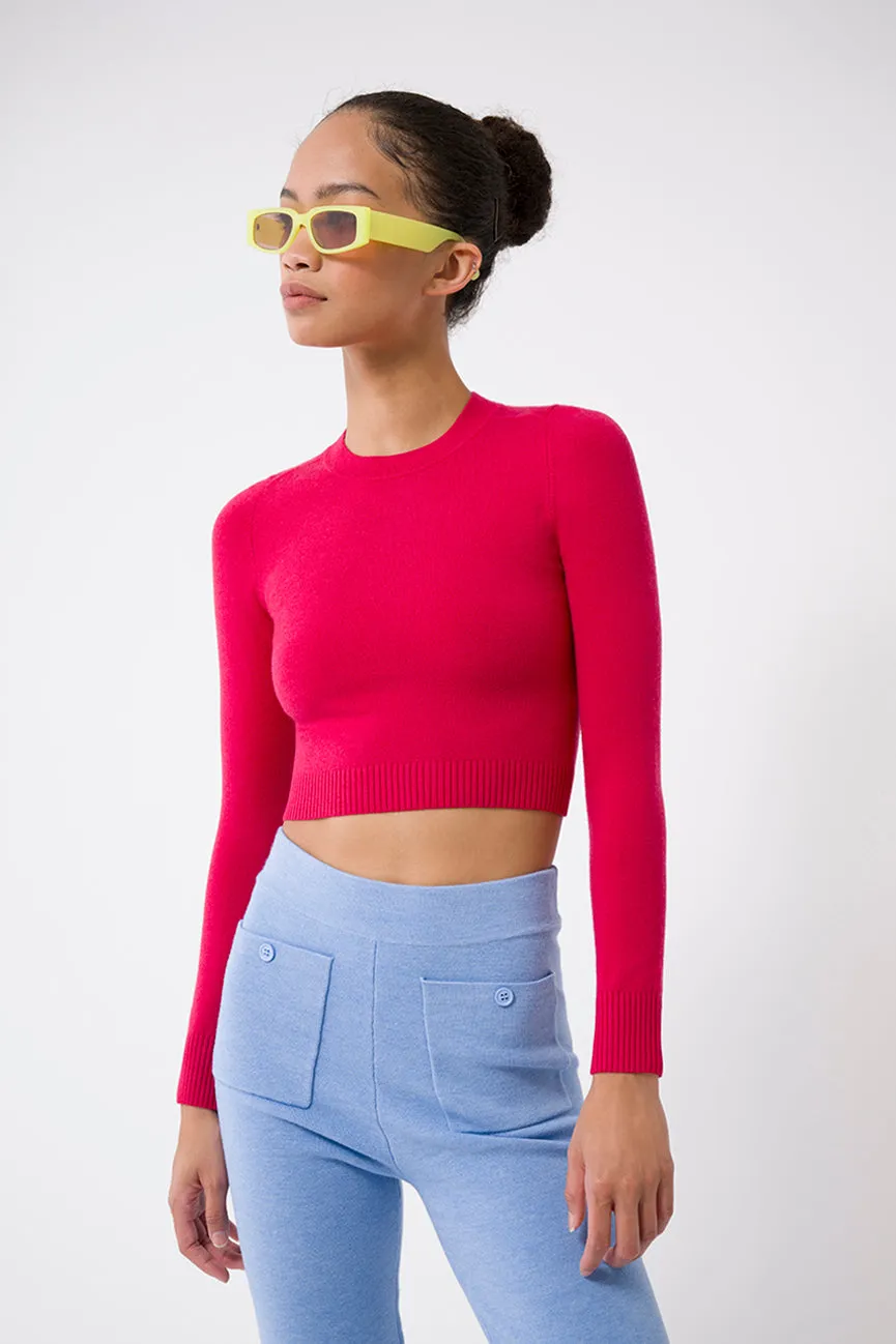 Crimson EcoMerino Long Sleeve Crop Crew