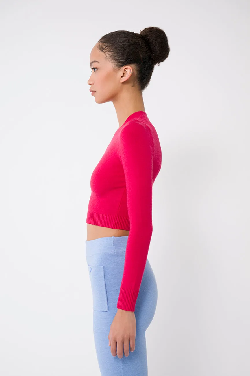 Crimson EcoMerino Long Sleeve Crop Crew