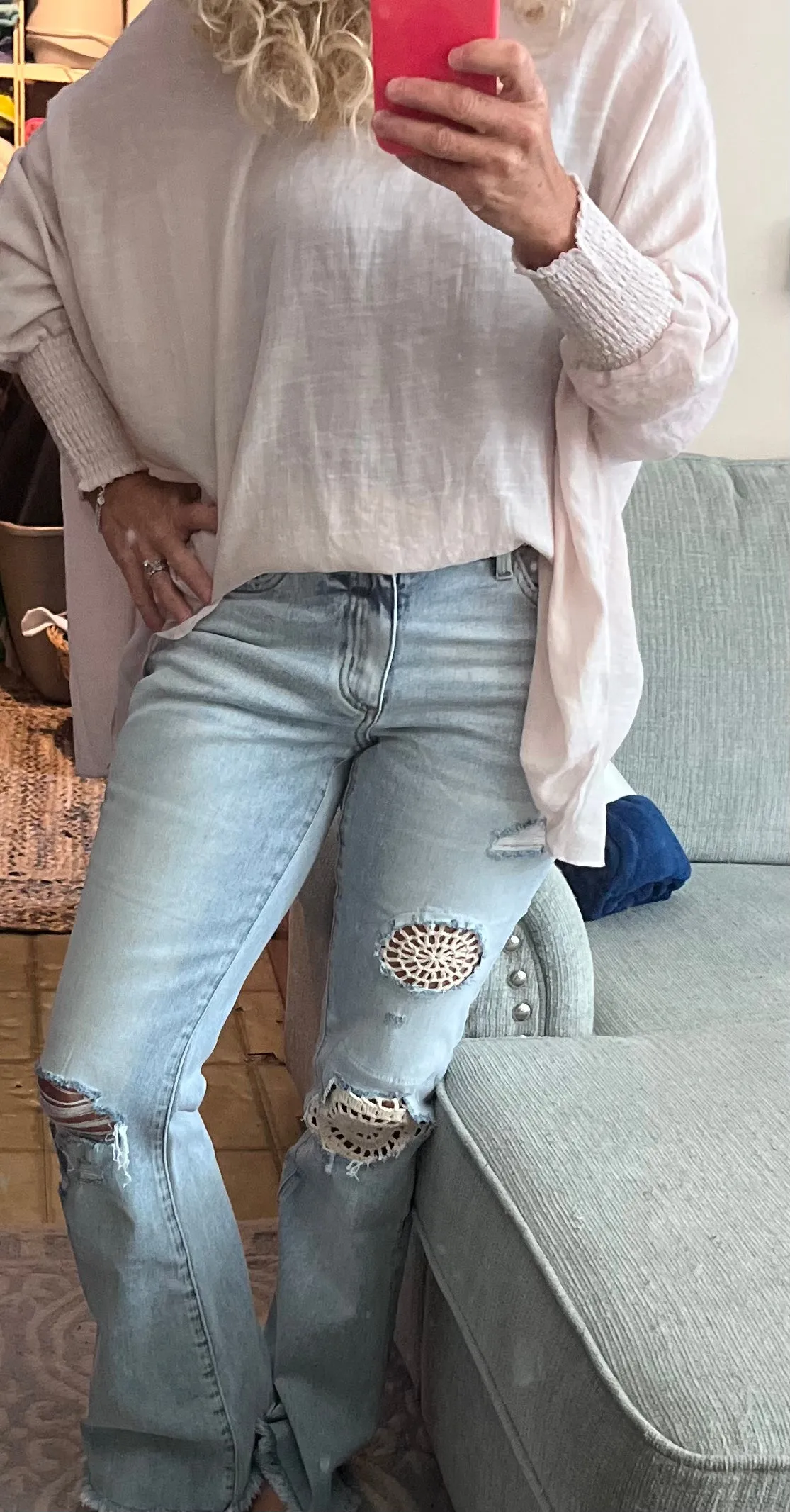 Crochet Flare Jeans