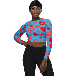 Crop Top Hearts in Hearts - Light Blue