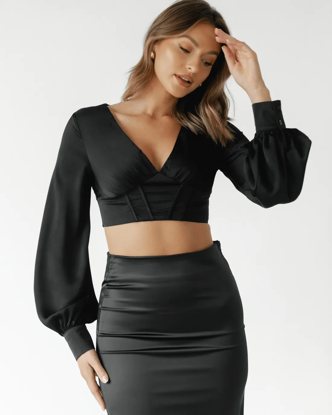 Devera Long Sleeve Top (Black)