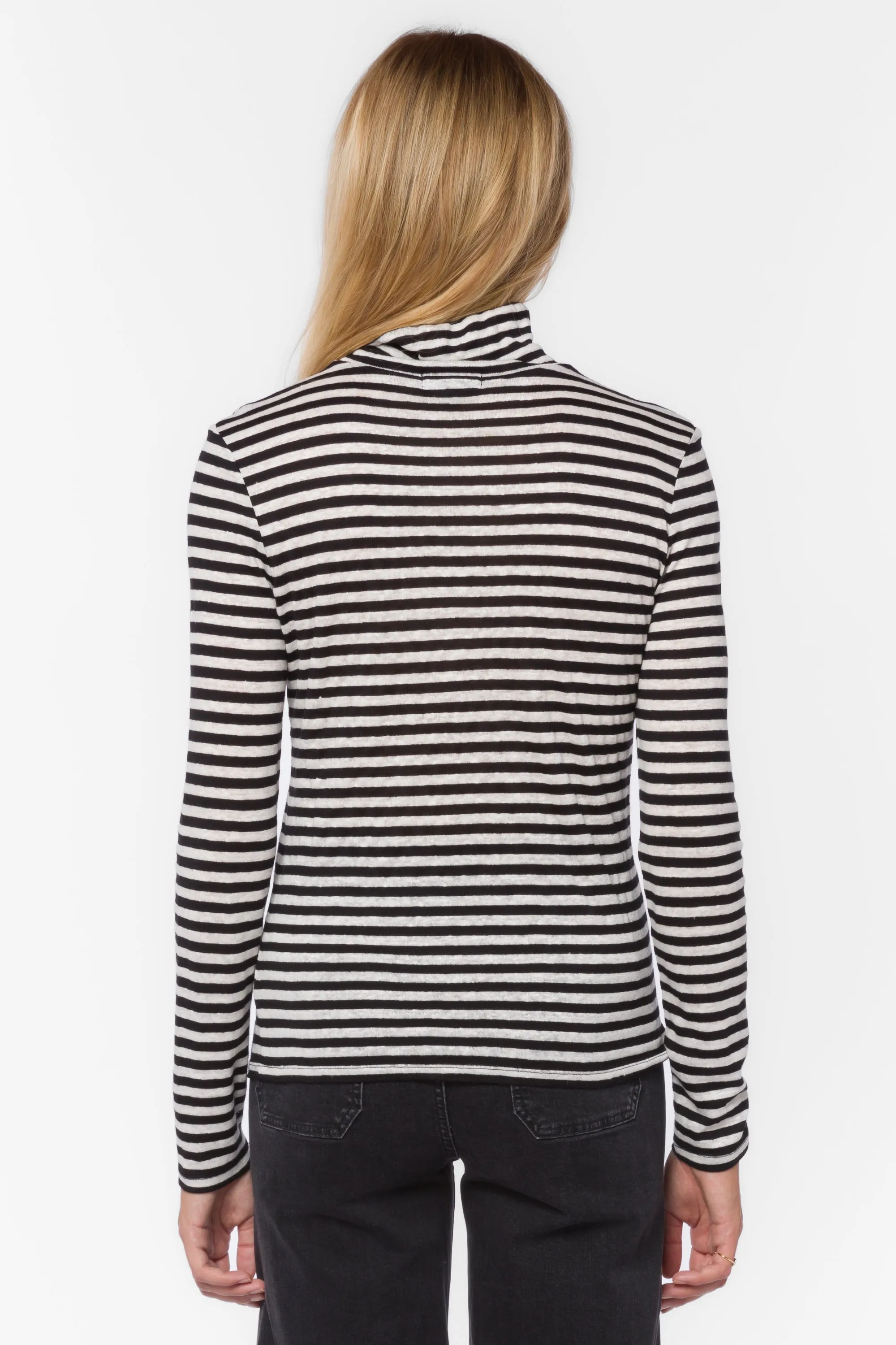 Devone Black White Stripe Top