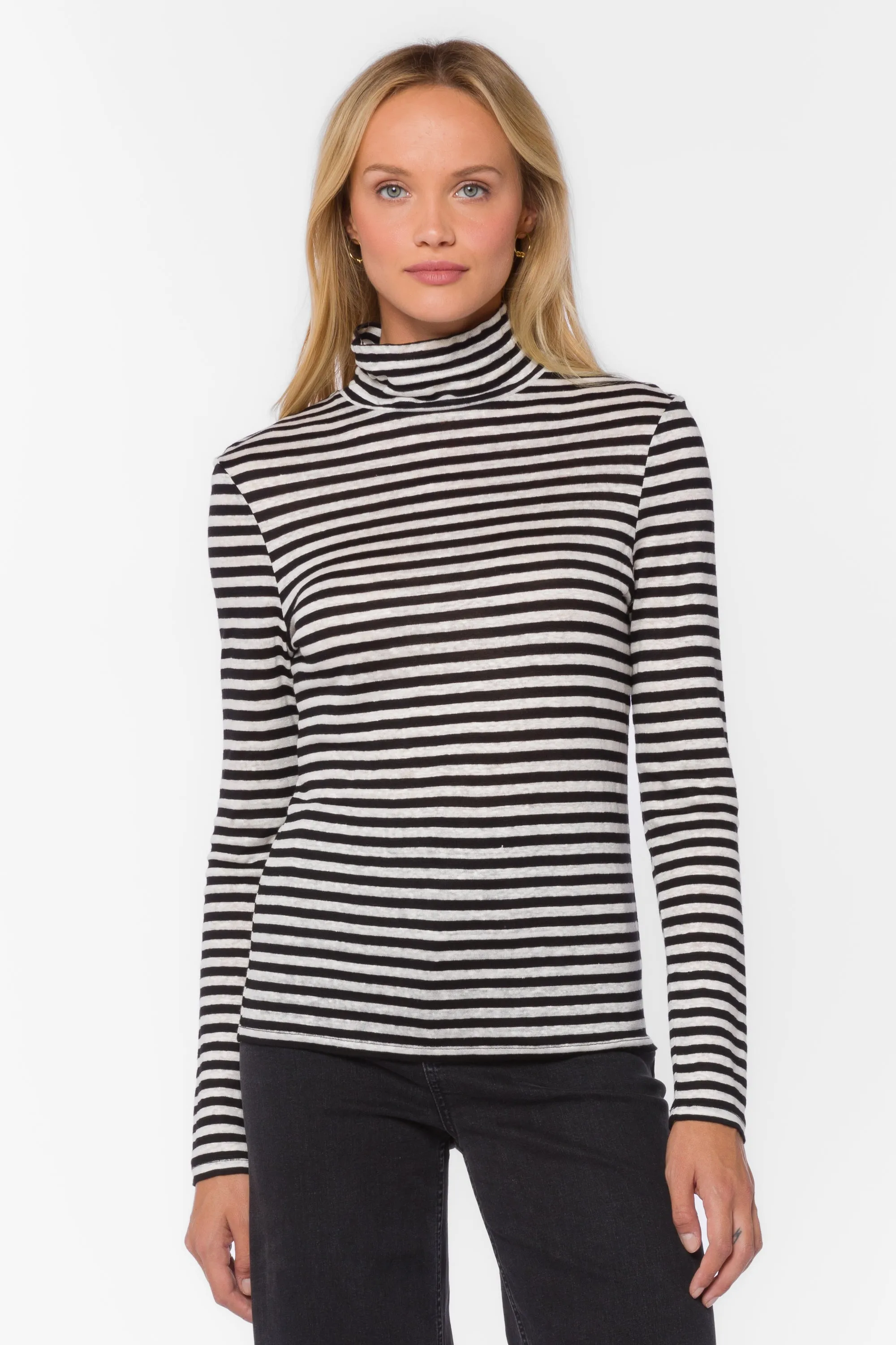 Devone Black White Stripe Top