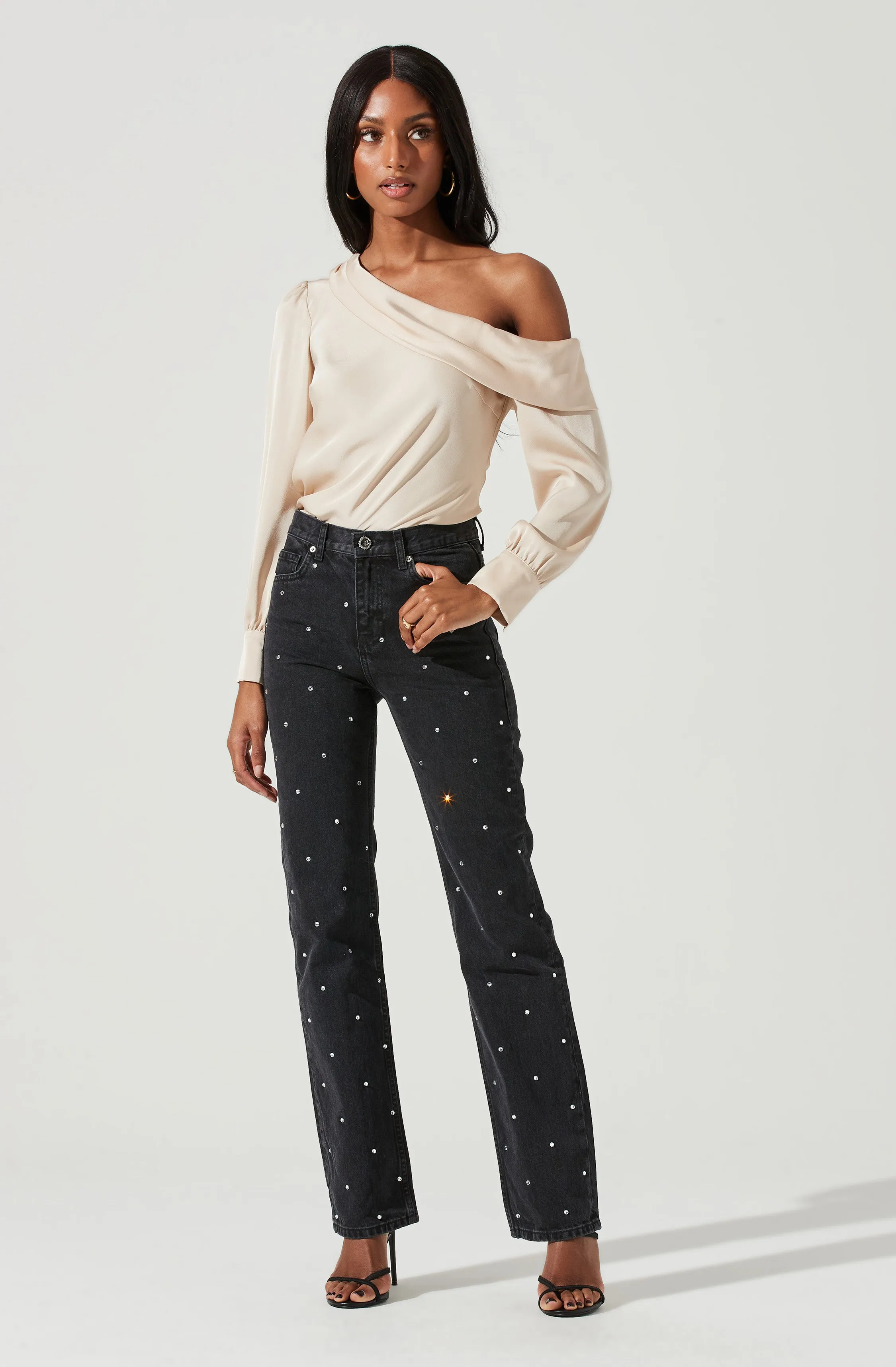 Ellen Draped Off Shoulder Long Sleeve Top