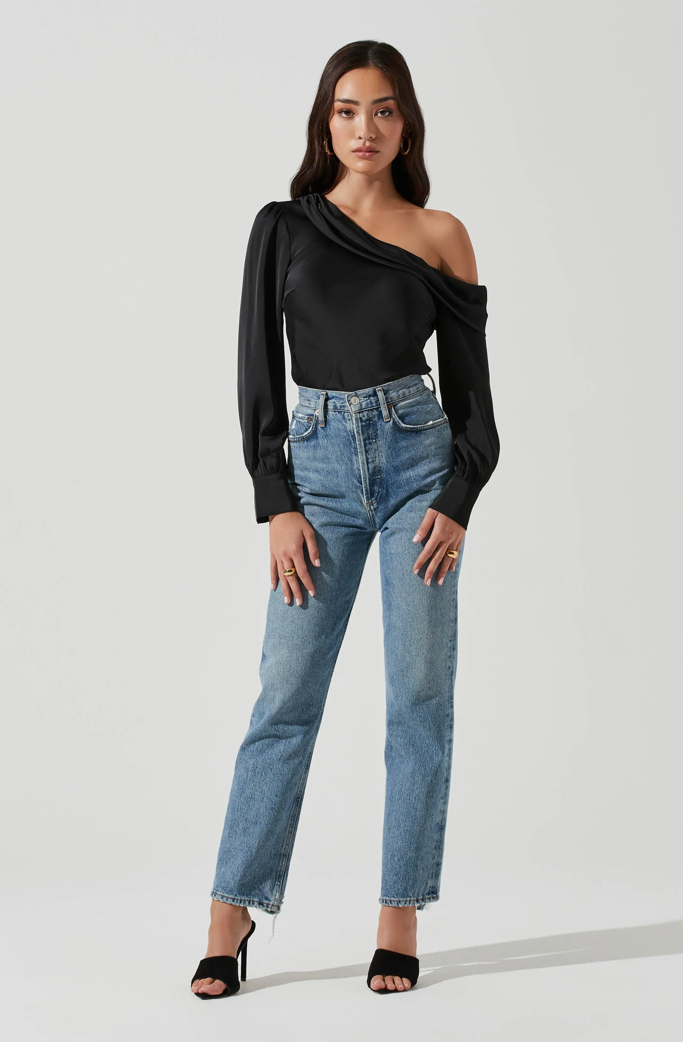 Ellen Draped Off Shoulder Long Sleeve Top