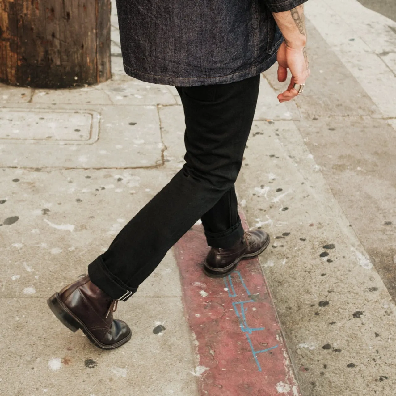 Full Count 1109BKBK Slim Straight Double Black Selvedge Denim