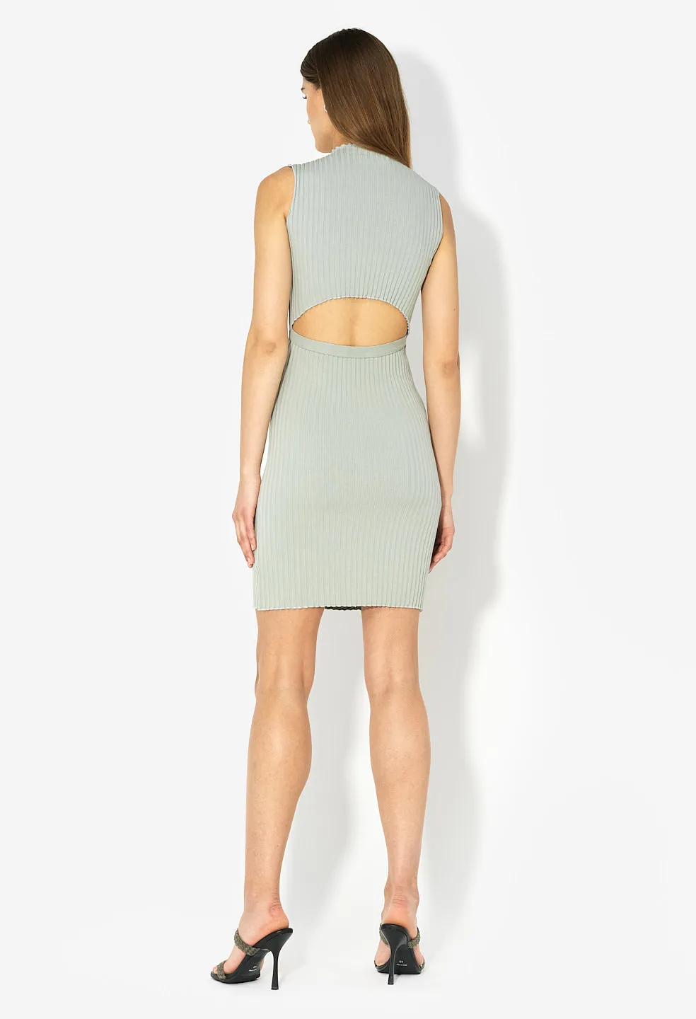 Ginza Rib Mock Mini Dress / Seafoam