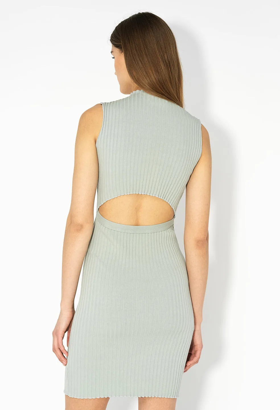 Ginza Rib Mock Mini Dress / Seafoam