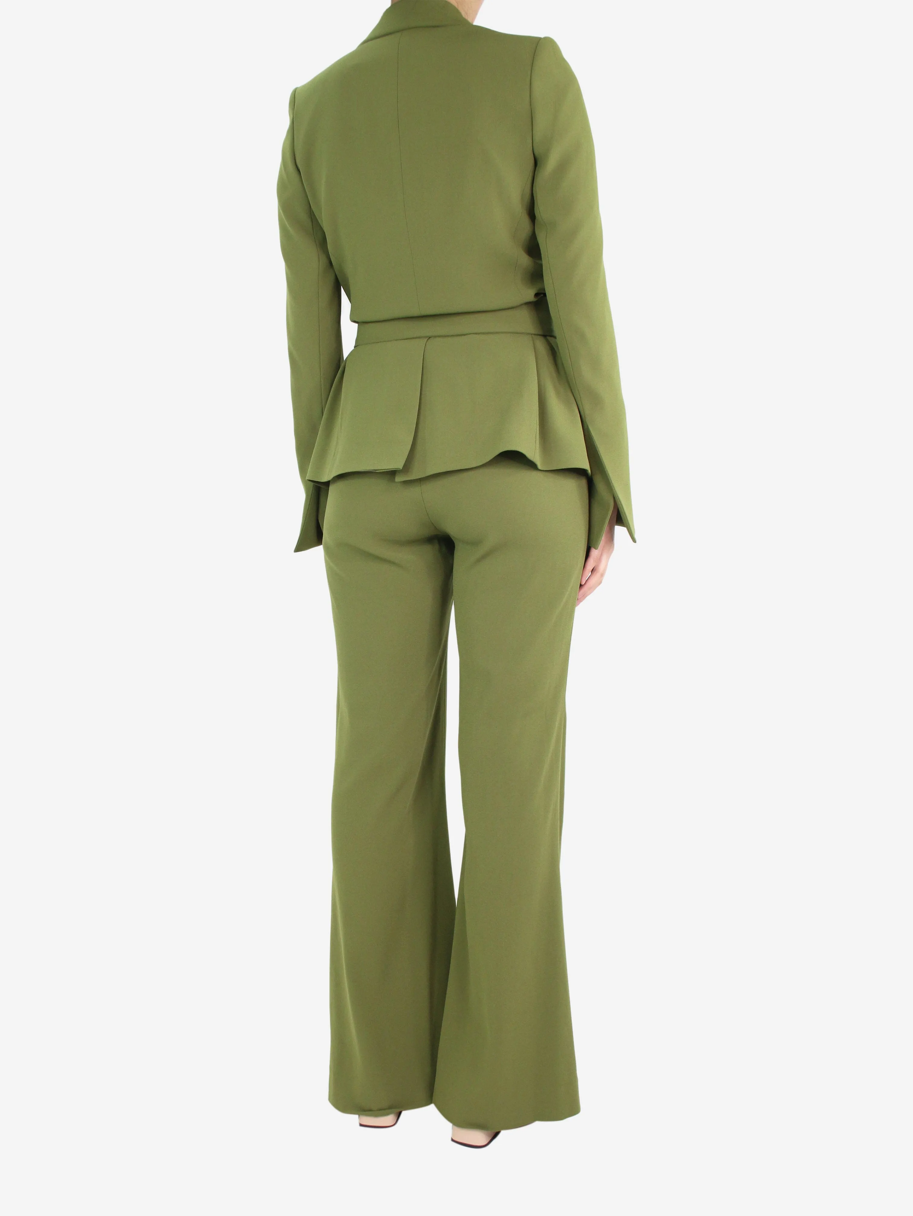 Green wrap blazer and trouser set - size UK 8