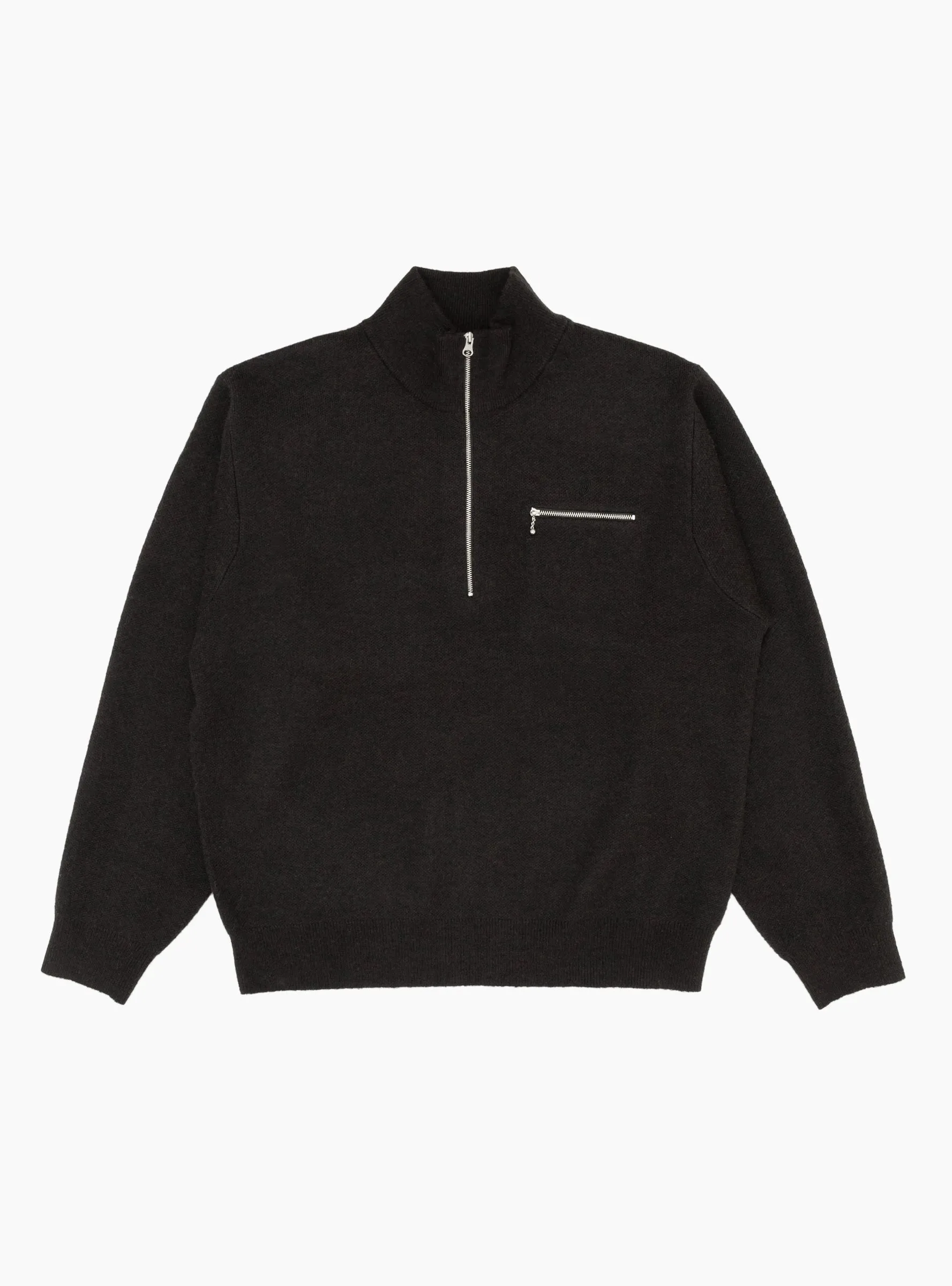 Half Zip Mock Neck Sweater Black