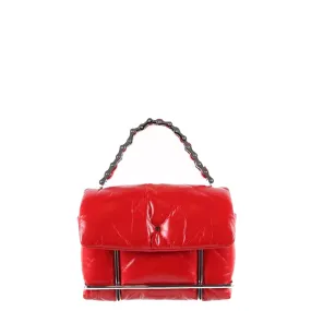 Halo Quilted Crossbody, Red/Silver