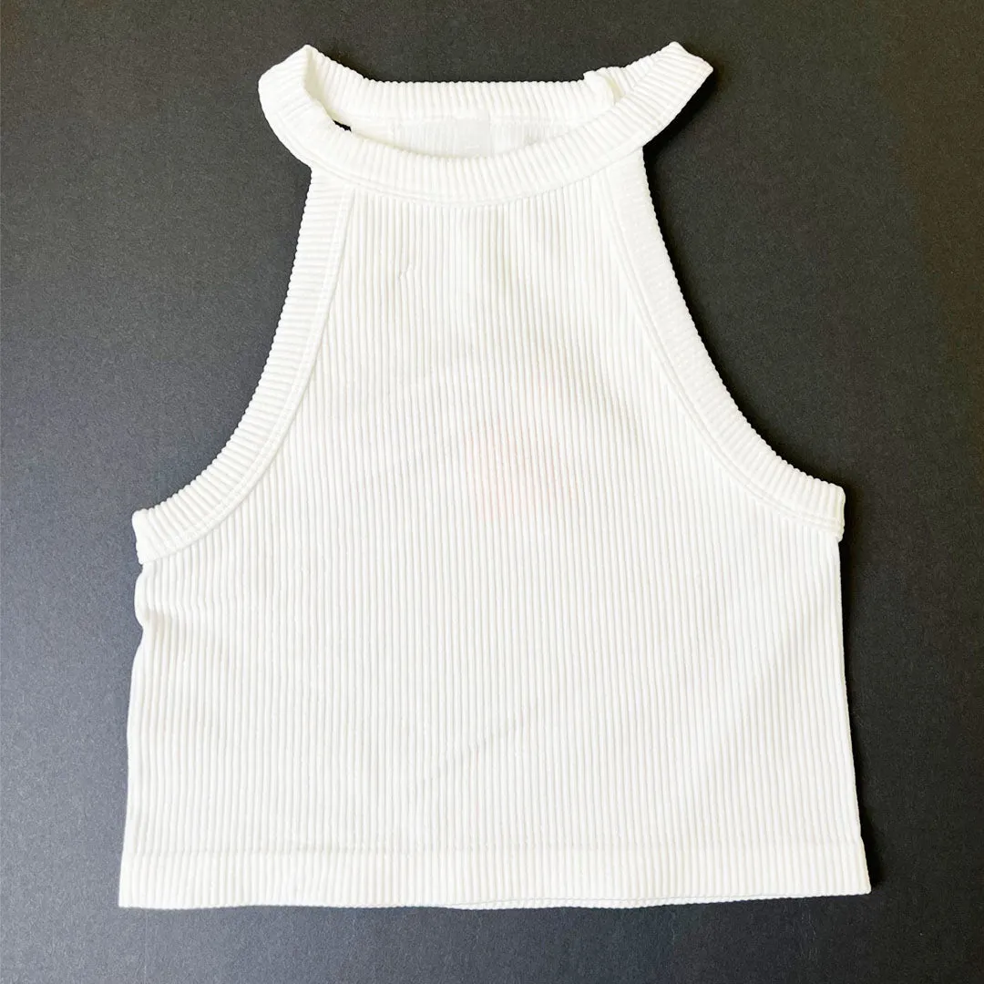 Halterneck Sleeveless Crop Tank Top