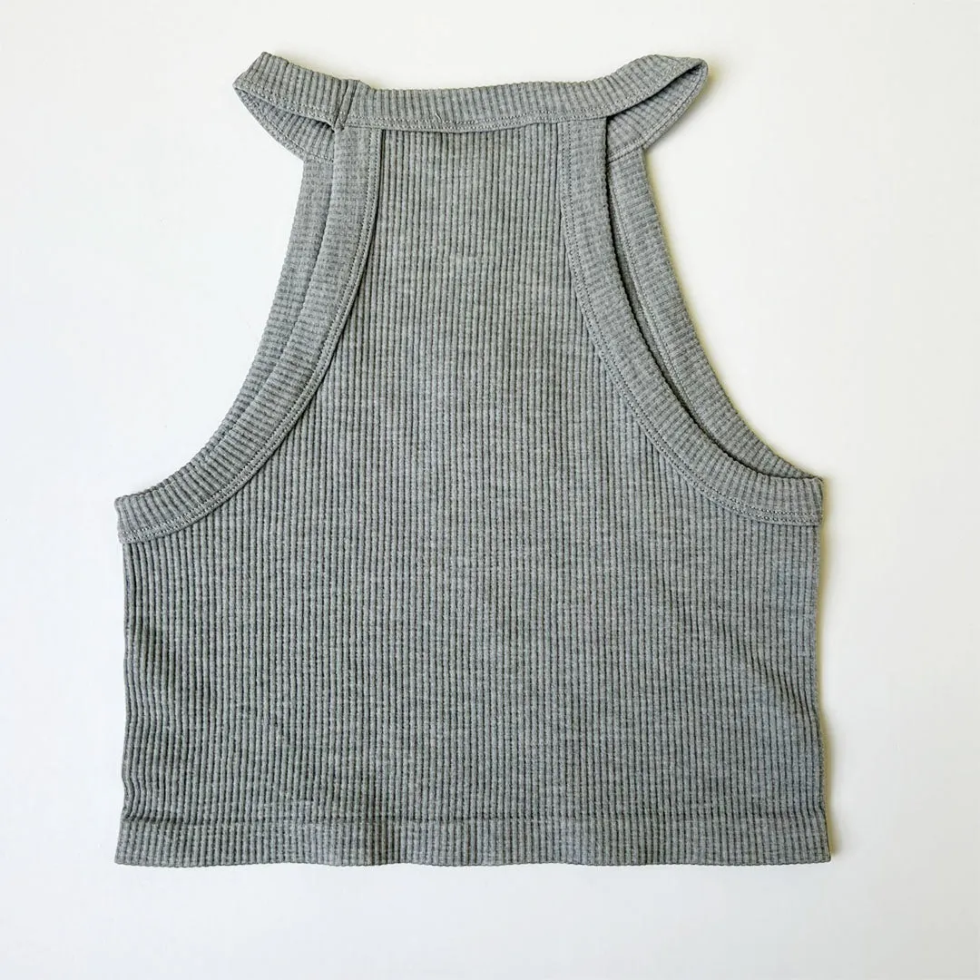 Halterneck Sleeveless Crop Tank Top