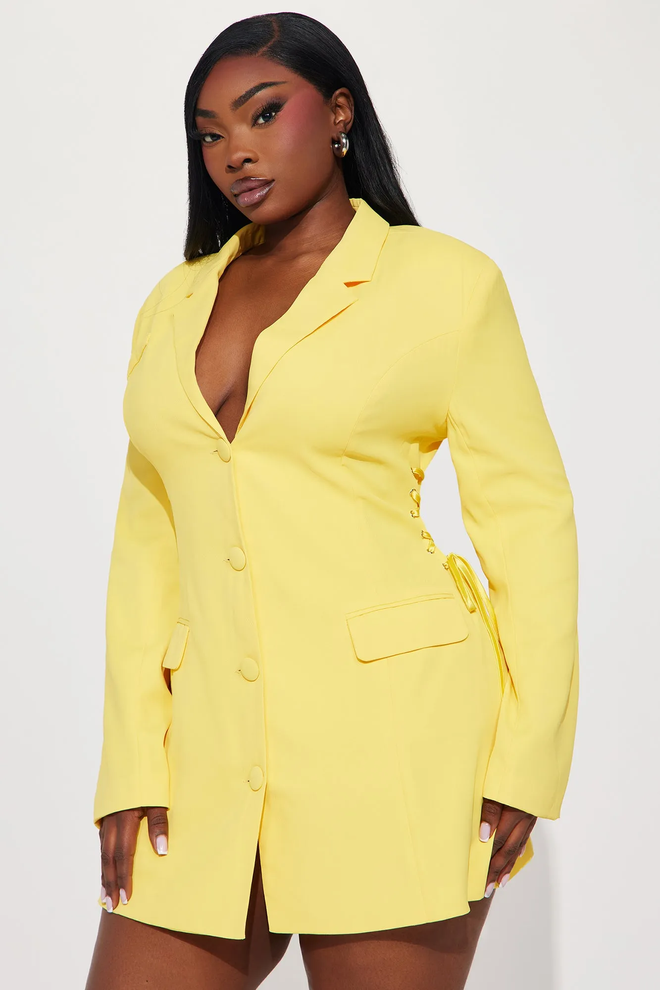 Jade Blazer Mini Dress - Yellow