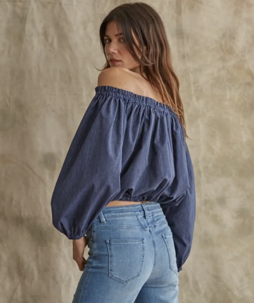 Jasper Off the Shoulder Top in Navy