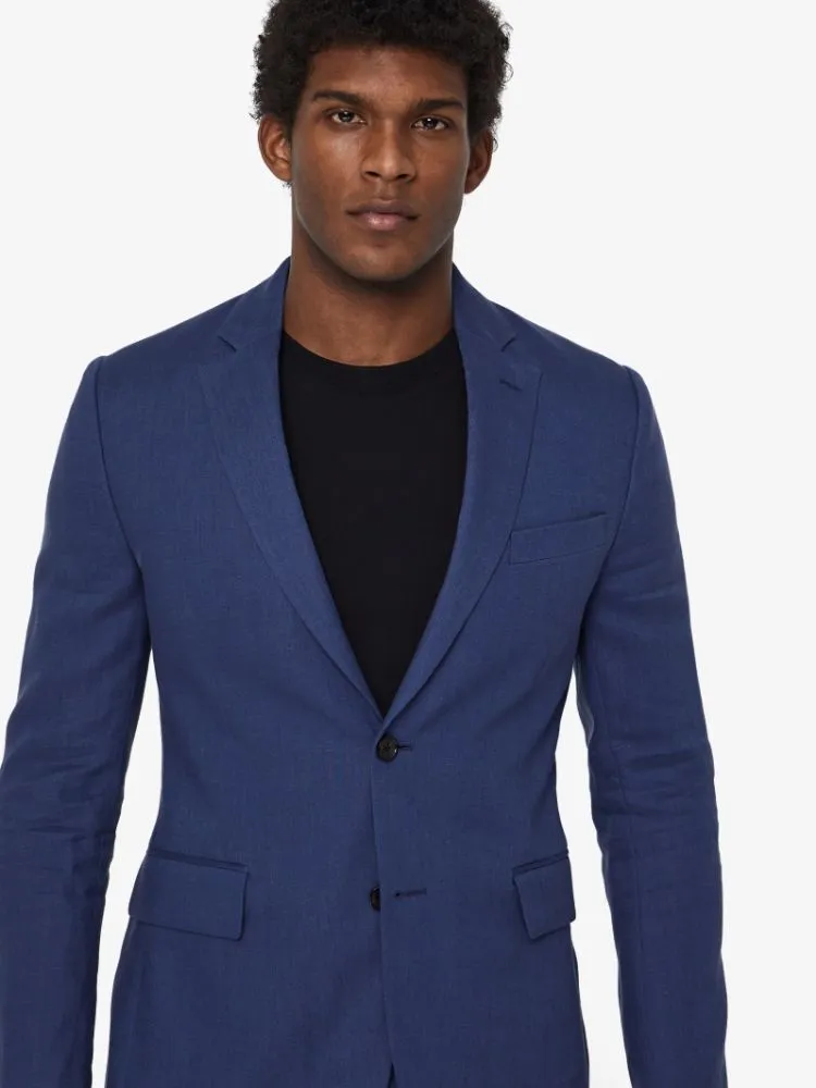 J.Lindeberg Mens Hopper Soft Tech Linen Blazer - WORK BLUE MELANGE