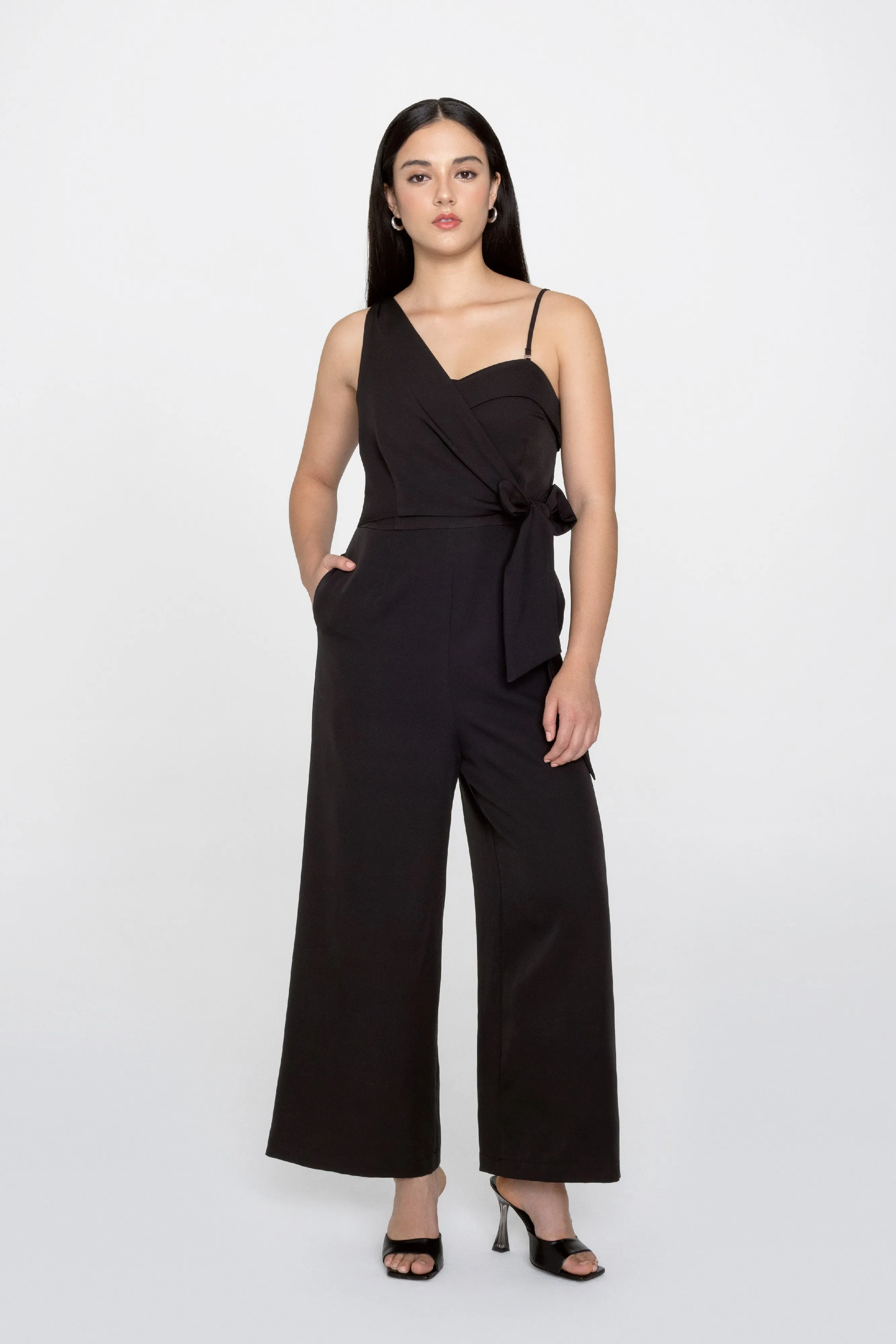 Keilani Toga Jumpsuit in Black (with detachable straps)