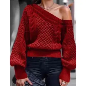 Stylish Knitted Off-Shoulder Top for Women - Trendy and Comfortable Sweater Blouse