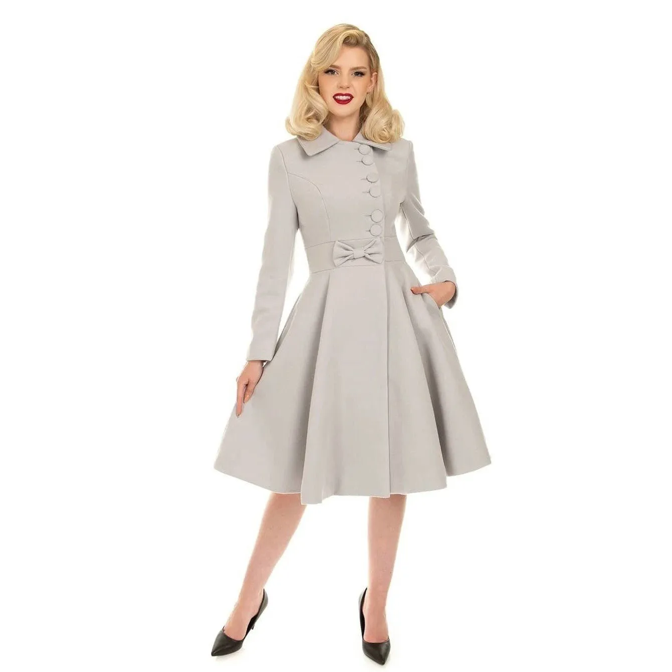 Light Grey Vintage Inspired Classic Swing Coat