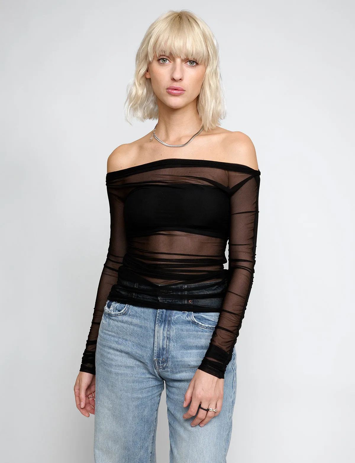 Lydia Mesh Off-The-Shoulder Top -BESTSELLER