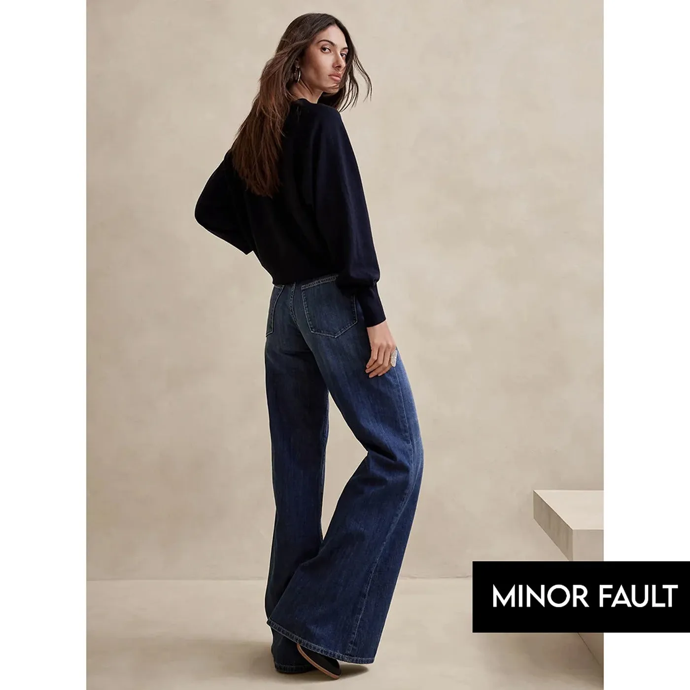 (Minor Fault) BR Dark Blue Wide Leg Jeans