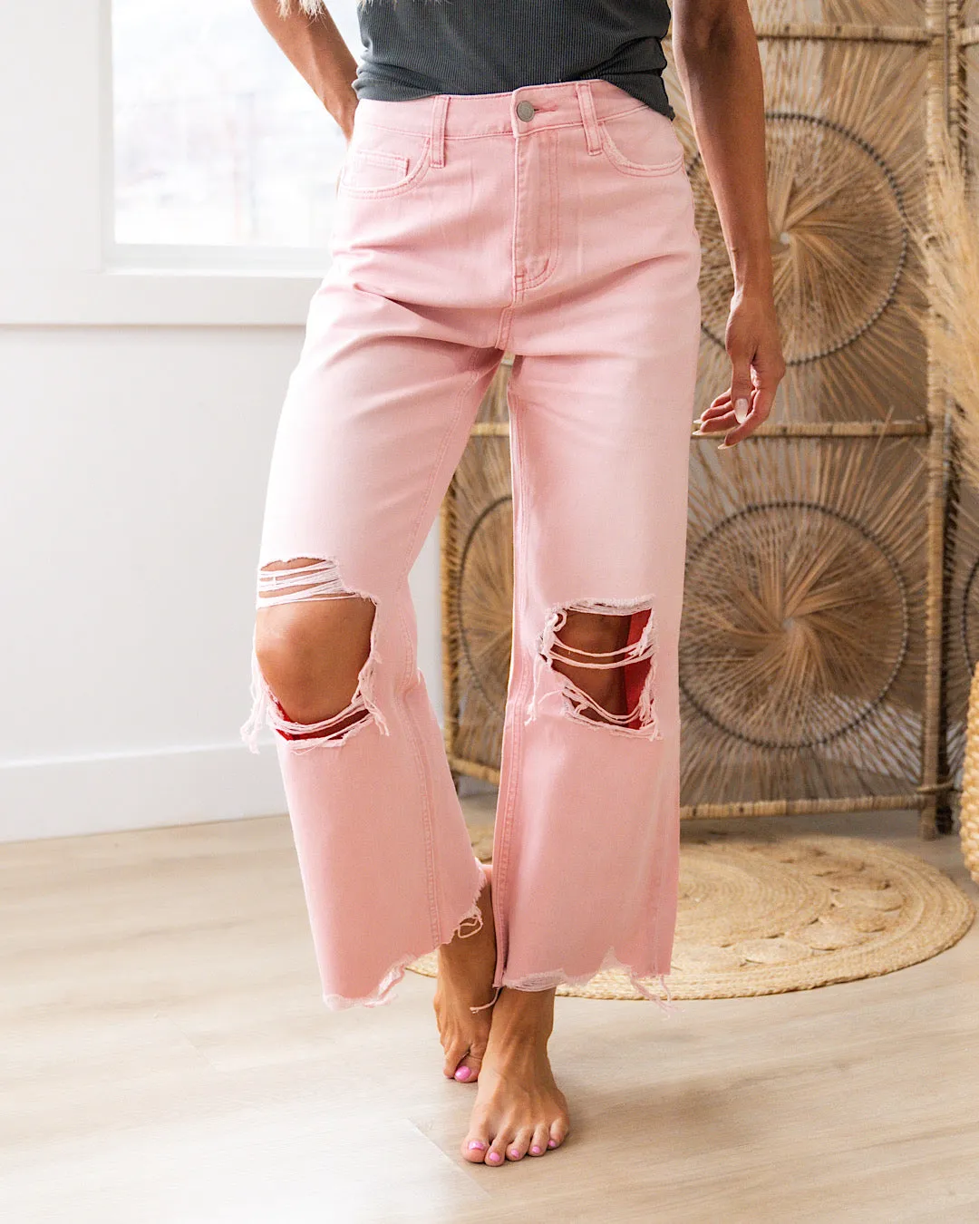 NEW! Vervet Powder Pink 90's Crop Flare Jeans