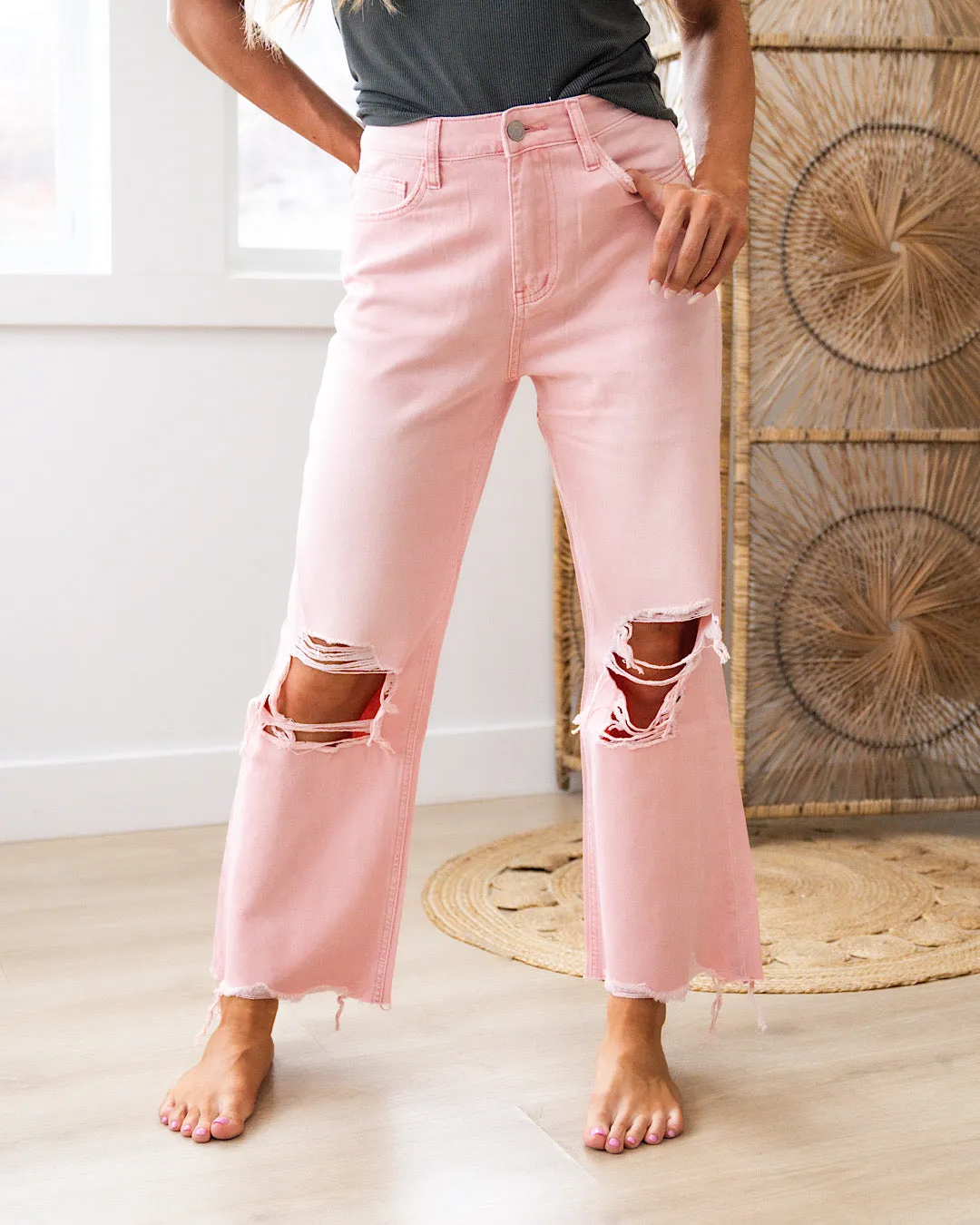 NEW! Vervet Powder Pink 90's Crop Flare Jeans