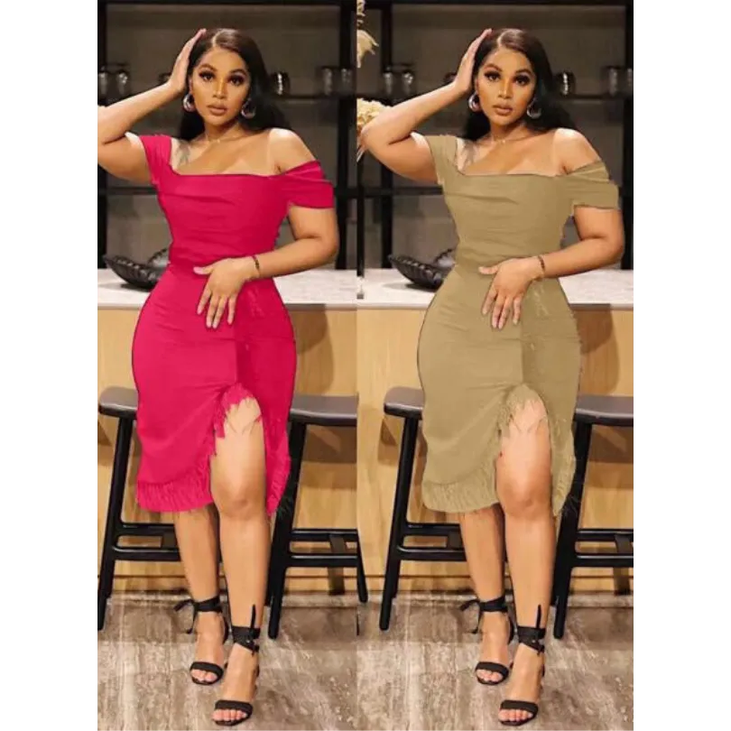 Off Shoulder Slit Dress