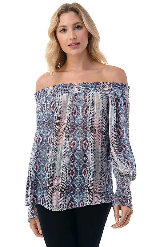 Off the Shoulder Smocking Detail Top