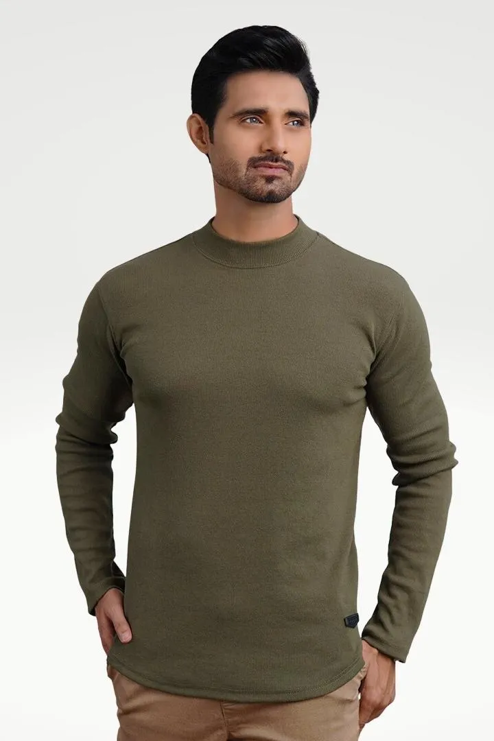 Olive Green Mock Neck Sweatshirt