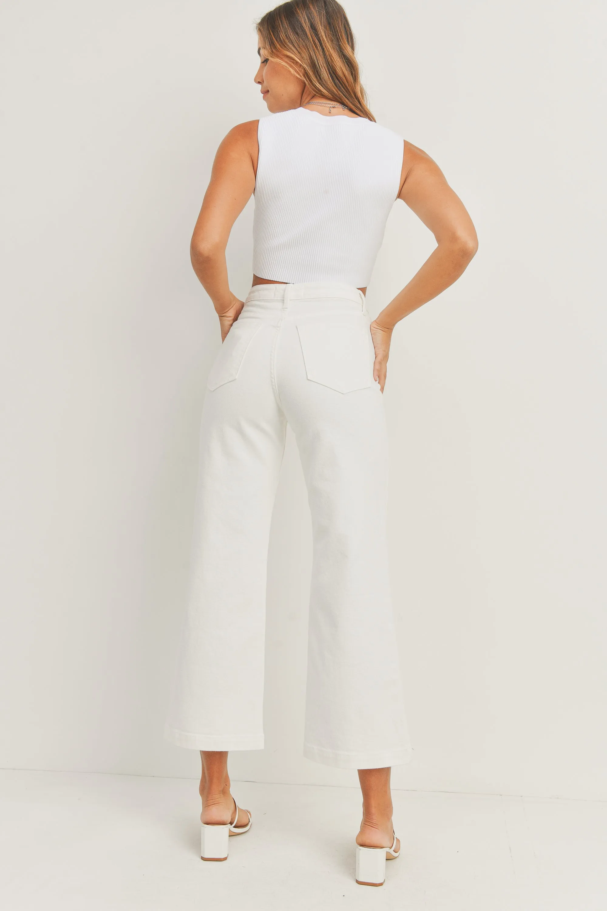 Paige Wide Leg Jeans Off White