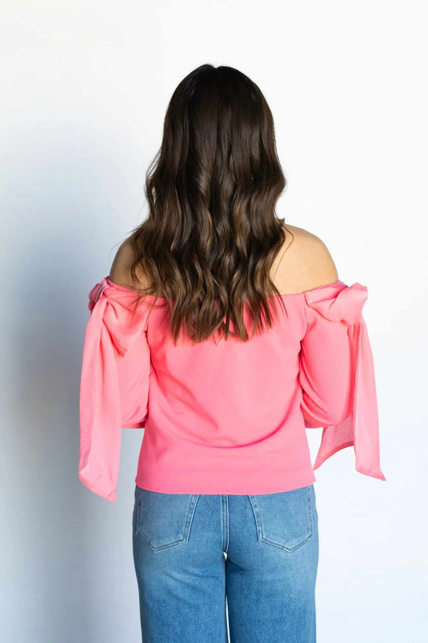 Pulling Heart Strings Pink Off Shoulder Top