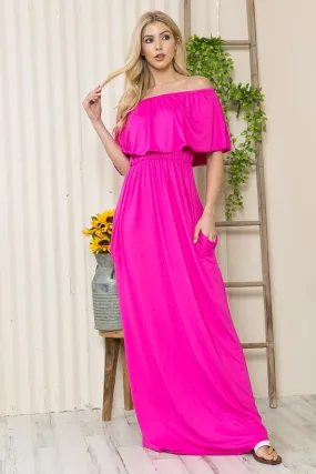 Ruffle Off Shoulder Maxi Sundress