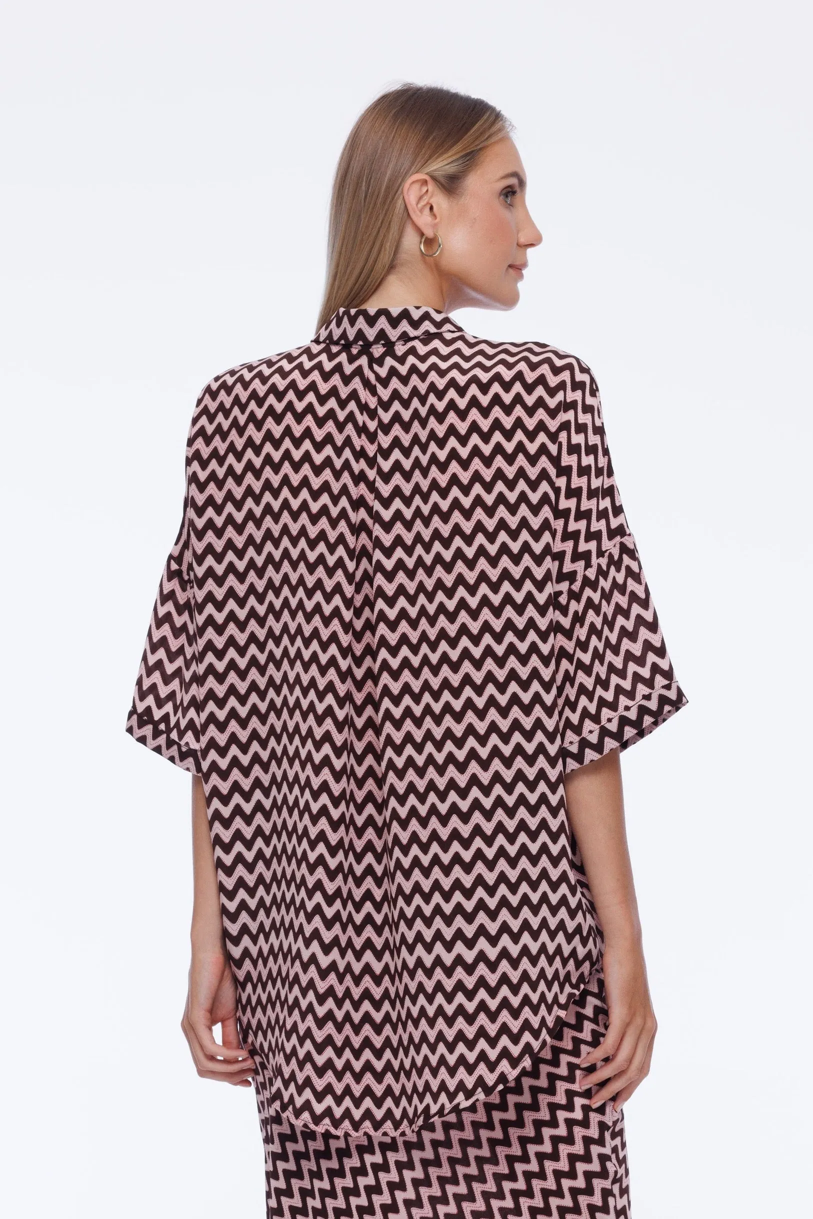 Santiago Shirt - Chocolate/Ivory/Pink Zig Zag