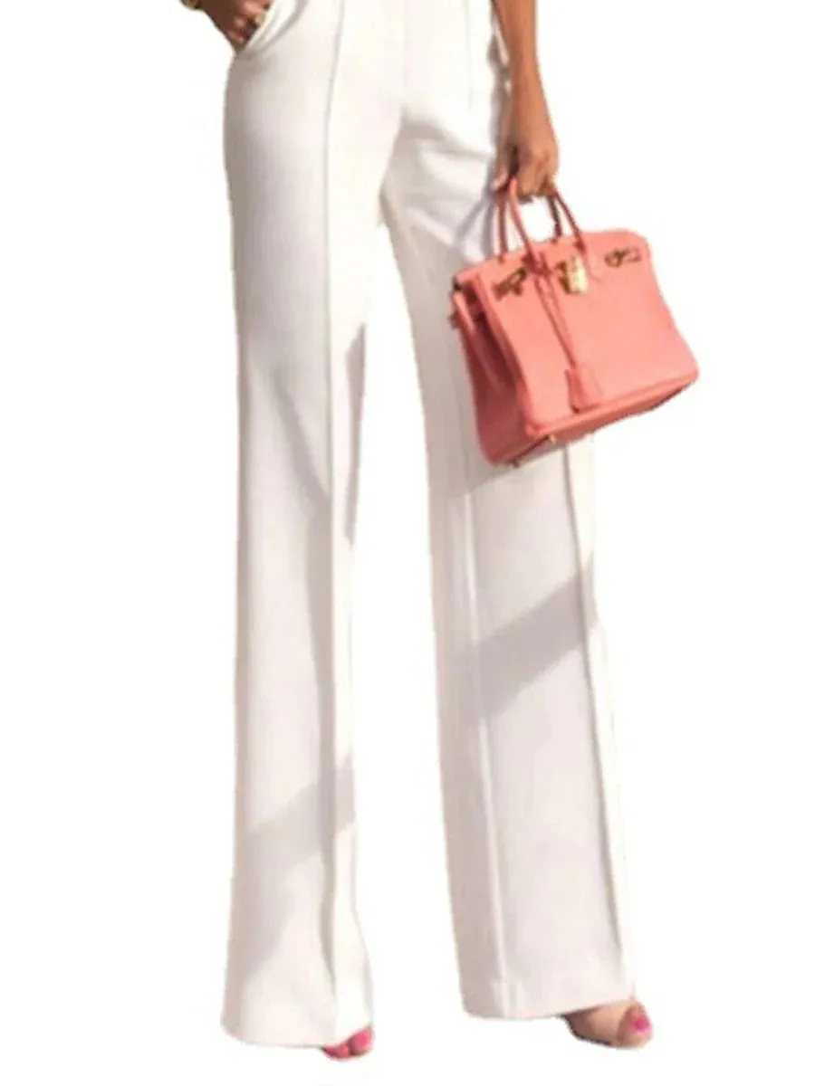 Stylish White Sleeveless Halter Neck Jumpsuit with Backless Design and Pockets for Women - Ideal for Summer and Fall