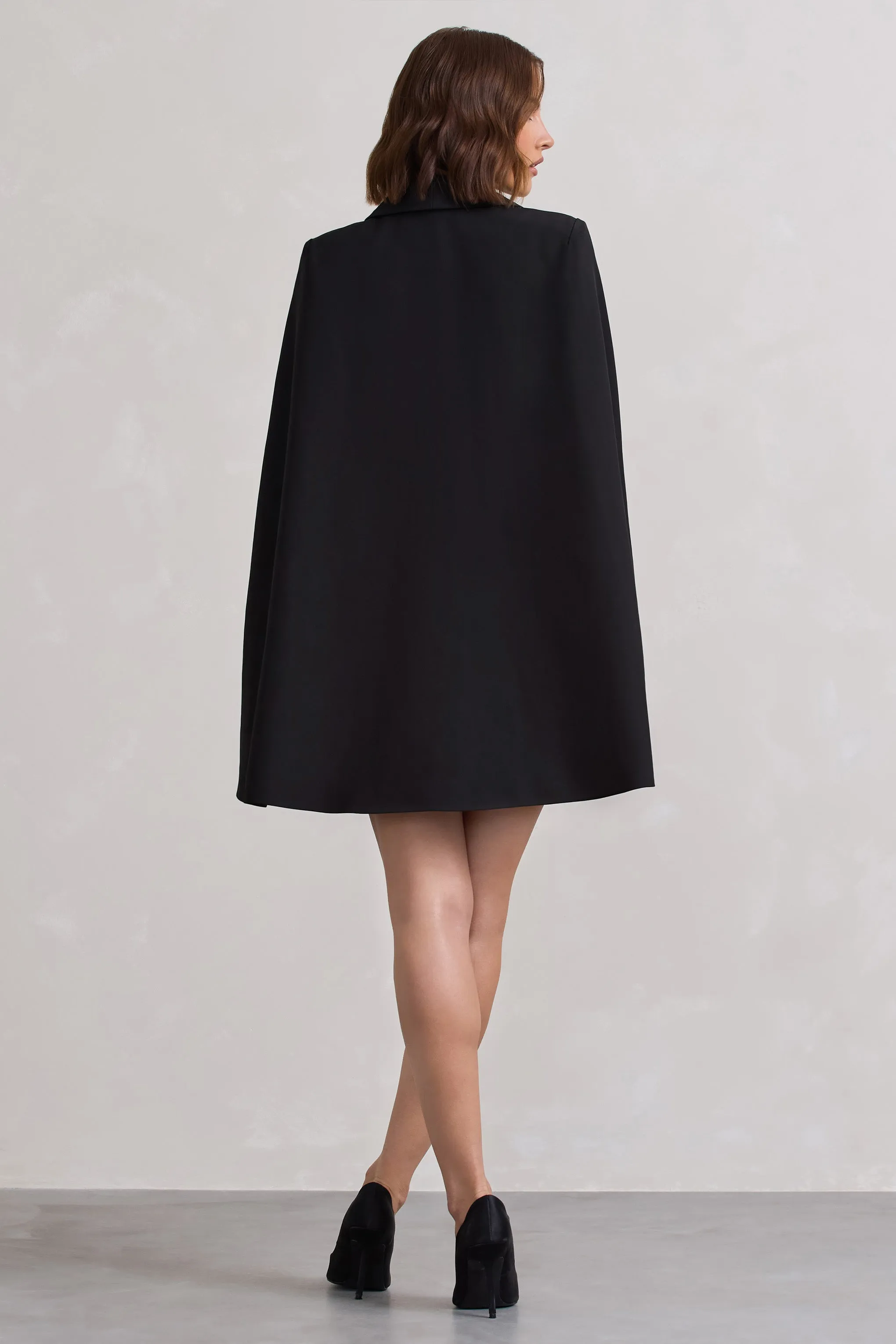 Suri | Black Tailored Cape Blazer Dress