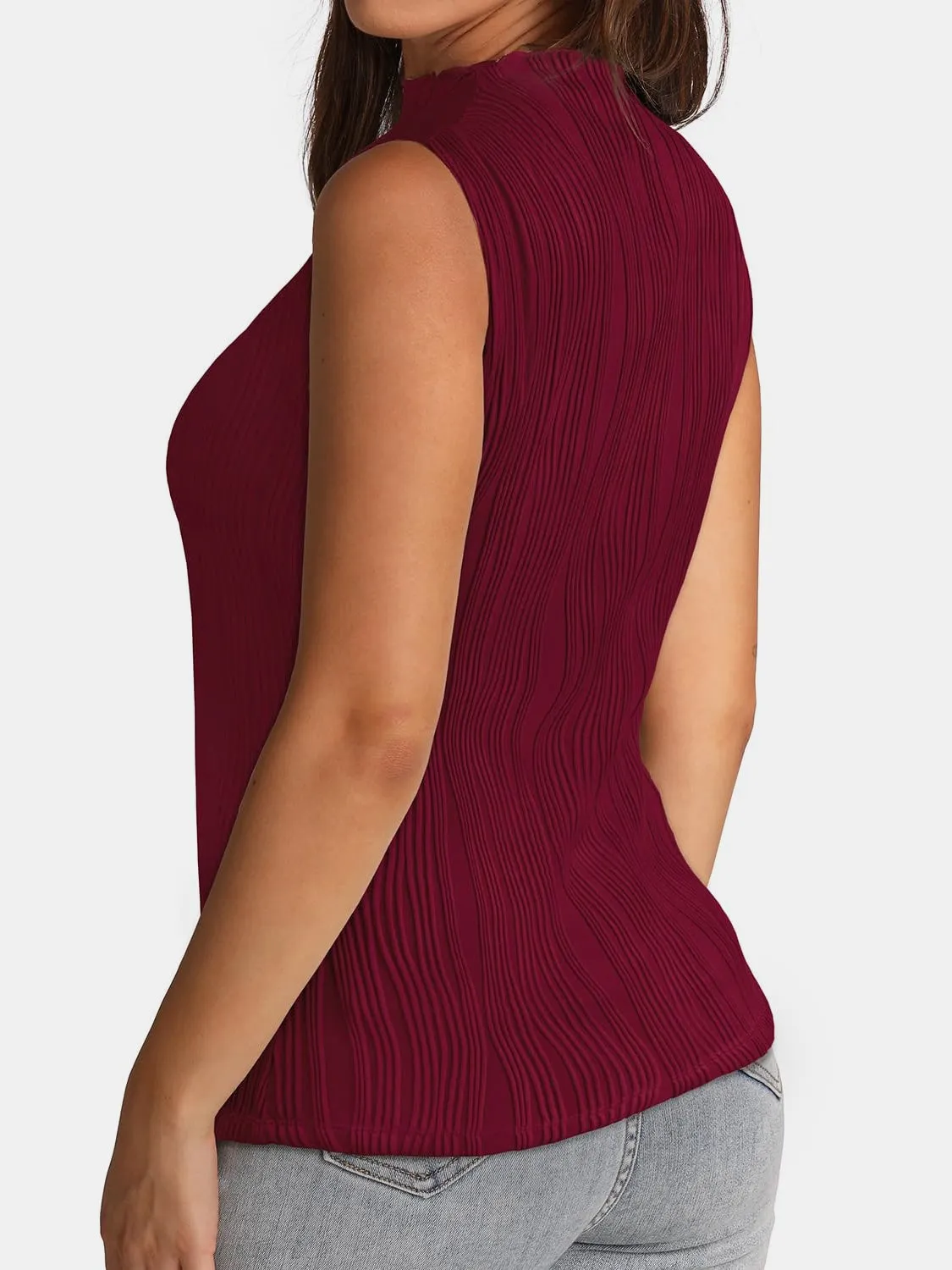 Textured Mock Neck Tank