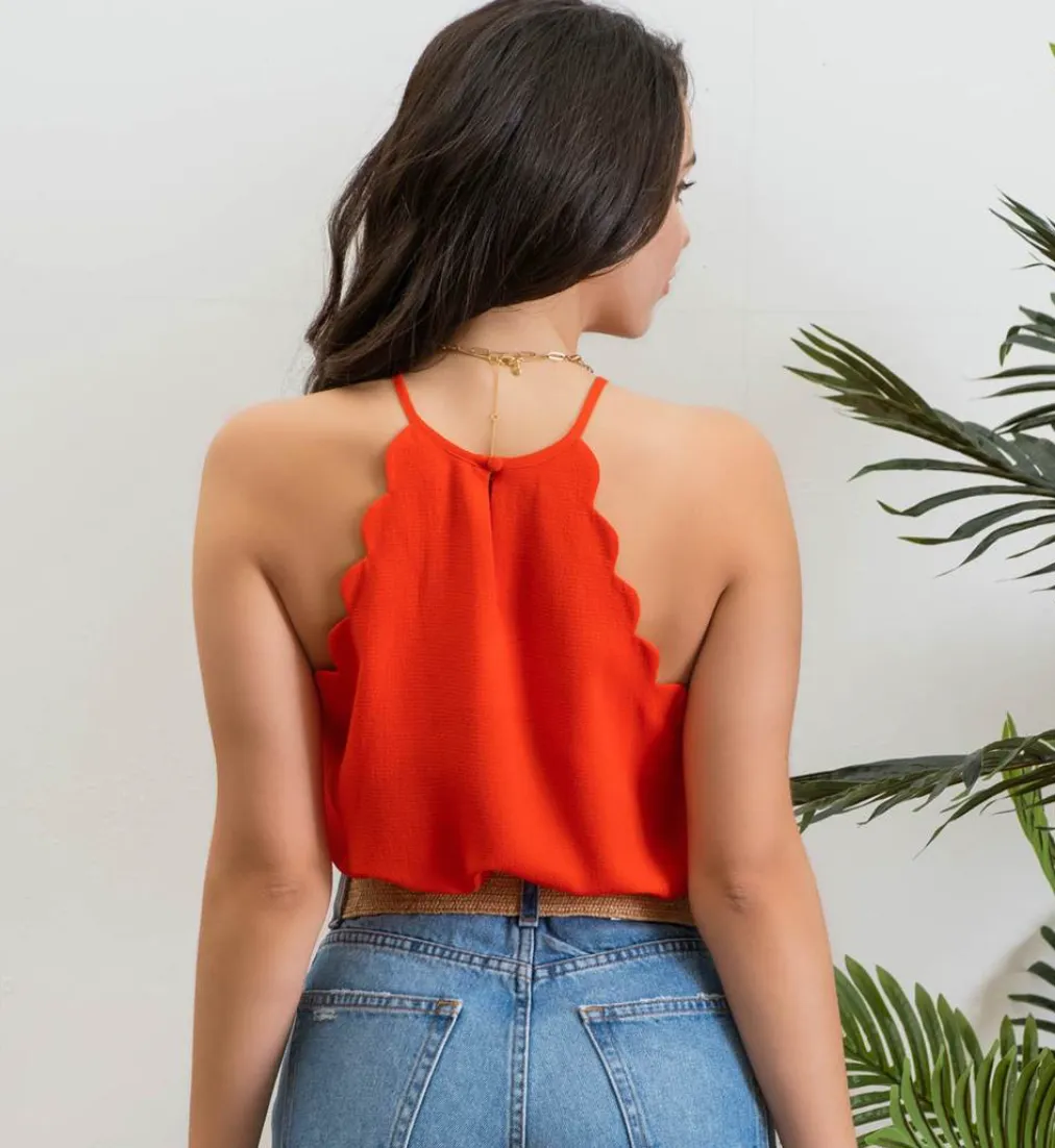 The Elianna Scallop Trim Sleeveless Blouse