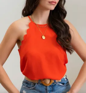 The Elianna Scallop Trim Sleeveless Blouse