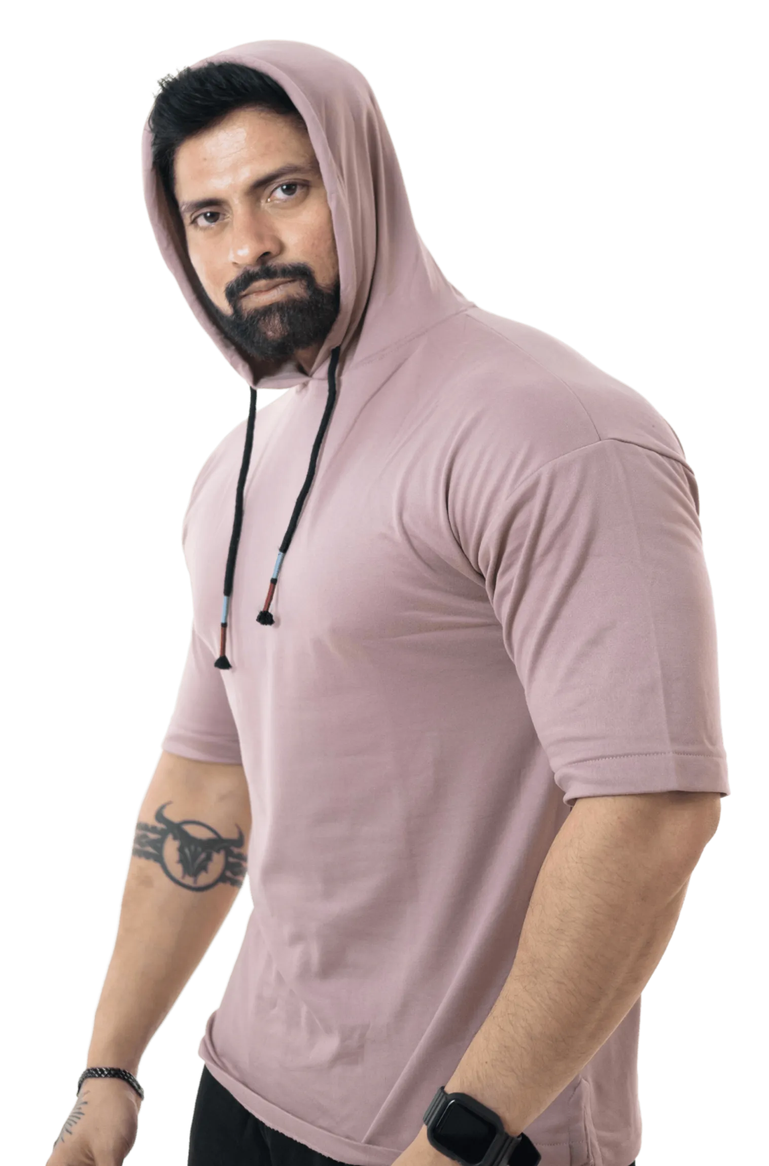 THiNK Men's Pastel Pink Drop Sleeves Hoodie